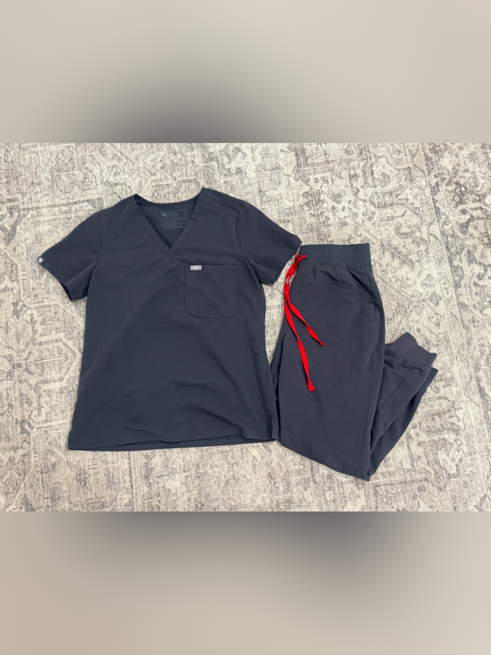 CHARCOAL FIGS SCRUB SET S TOP S/P JOGGERS